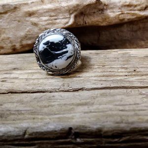 Sterling Silver, White Buffalo Ring